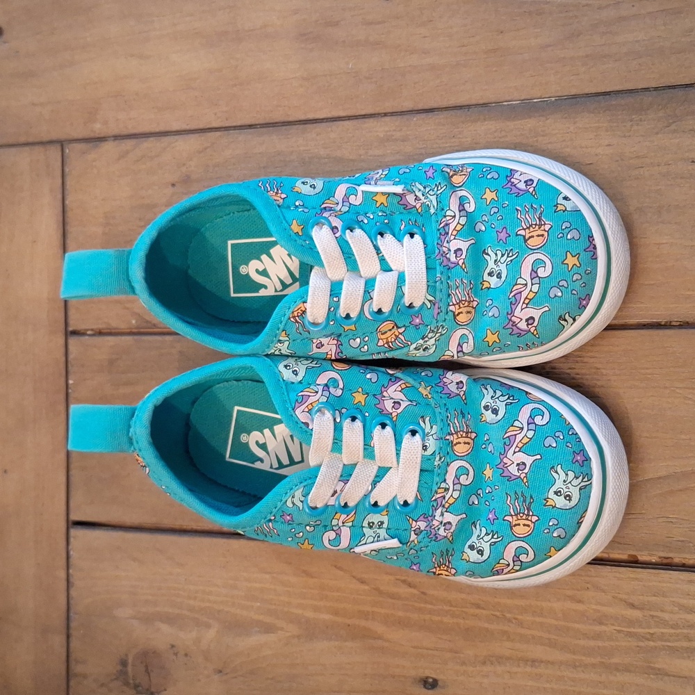 EUC Toddler Sz 8 Vans Teal Seahorse